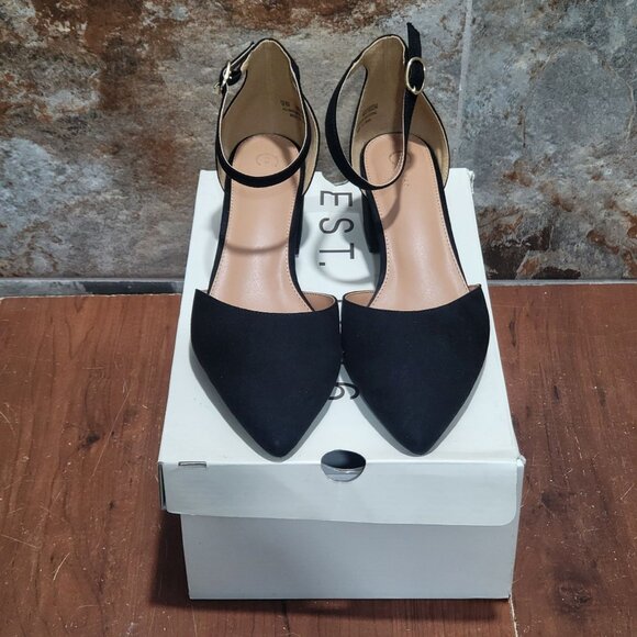 C Est 1946 Womens Ankle Strap Chunky Heel Pointed Toe Pump Dress Shoes Sz 9W - Picture 4 of 13